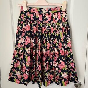 Brooks Brothers Navy Floral Pleated Skirt